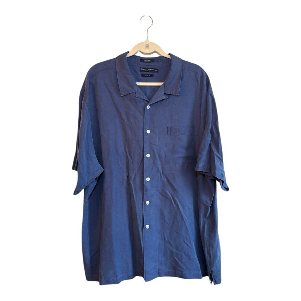 Daniel Cremieux Mens Silk/Linen Navy Classic Tailored Fit Button Down Shirt‎ XXL